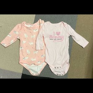 Pair of cat/kitten onesies. One size 0-3mo and the other 3mo, see photos.